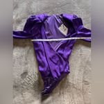 ZARA  Shimmer Metallic Purple Long Sleeve Bodysuit Disco Top NWT Sz XS Photo 4