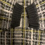 Nine West  fuzzy, mock turtleneck sweater in yellow & gray plaid size large Photo 3