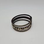 Handmade Woven Rattan Bracelet Brown and White Geometric Pattern Medium Cuff Photo 6