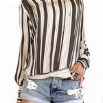 💕NILI LOTAN💕 100% Silk Striped Tunic Dress ~ Neutral Grey & Off Photo 3