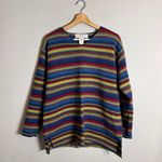 Jones New York Vtg  Sport Lambswool Striped V-Neck Sweater Pullover Women's Small Photo 2