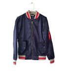 CHRLDR 100% Satin Bomber Jacket with Embroidered Chinese Dragon Blue Size M Photo 1