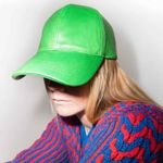 Stand Studio Cia Cap Hat Faux Leather Grained Bright Green One Size NWT Photo 0