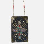 Mary Frances Brown Gold Beaded Cross Phone Bag Handbag Purse Crossbody Clutch Photo 9