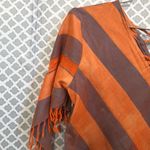 Bright orange purple fringed sleeve cinched top women's size S blouse shirt Photo 3