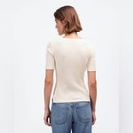 Madewell  women’s Ribbed Lace Up Short Sleeve Tee in Vintage ivory Size M NWT Photo 2