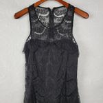 TCEC Women Dress Size M Black Eyelash Scallop Lace Sleeveless Open Back Cocktail Photo 9