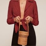 Reformation Dottie Red Polka Dot Tie Front Long Sleeve Cropped Blouse Crimson XS Photo 2