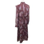 MNG Women's Red Maroon Paisley Long Sleeve Mockneck Cocktail Maxi Dress Size 6 Photo 2