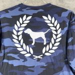 PINK - Victoria's Secret  Long Sleeve Camo Pocket Tee Dog Logo Blue Grunge Medium‎ Photo 5