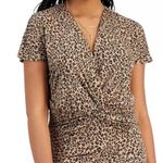 Bar III 3X cheetah print v neck twist front knot cap sleeve top TB 3017 Photo 0