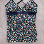 Lands' End Blue Floral Crisscross Tie Padded Swimwear Tankini Tank Top Small 4 Photo 3