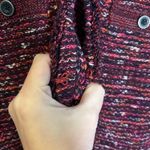 J.Jill Womens Tweed Knit Cardigan Sweater Maroon Pink Fringe Trim Medium Preppy Photo 4