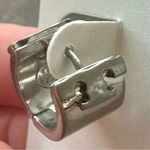 Tory Burch New Auth. Britten Logo Huggie Hoop Earrings Matte Silver on TB Card Photo 10