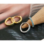 Boutique Unisex Turquoise White Gold Sterling Silver Hoop Earrings, 9mm‎ Photo 7