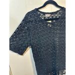 NWT Marusa Crochet Knit Top Open Weave Short Sleeve Blouse Women’s M/L 19"x26" Black Size undefined Photo 2