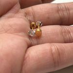 18k Gold Plated Round White Crystal Zircon 4mm Stud Earrings Photo 3