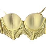Adore Me 34C Yellow Lace Overlay Padded Longline Bra Underwire Brassiere Photo 3