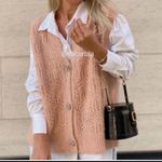 ZARA  New Openwork Knit Vest
Cardigan Pink Jewel Button V-
Neck Size M NWOT Photo 1