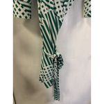 Laundry by Shelli Segal Wrap Dress Green Striped Print Size L 3/4 Sleeve Photo 7