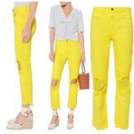 L'Agence Audrina Distressed Neon Yellow Jeans Size 25 Bright Yellow Raw Hem High Photo 1