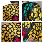 1980s Guy Laroche Silk Colorblock Mosaic Printed Dress Dolman sleeve size small Black Photo 15