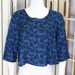 Urban Outfitters PIns & Needles Blue Black Floral Cropped Top Size XS New Photo 0