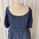 Hatch Maternity Dress Briar Sz 0 Button Blue Scoop Neck Empire Waist Smocked Photo 1
