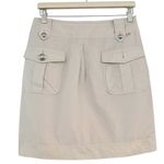St. John  Light Tan Cargo Skirt Double Pocket Silver Button Size 8 Photo 0