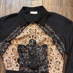 Sandro Stenia Mixed Media Dress Size 6 EU 38 EUC Pleated Scarf Print Photo 2