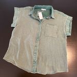 Baltic Born  Jaye washed green button up top NWT Photo 0