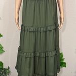 Elegant Olive Green Tiered Skirt Photo 3