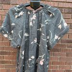 Wonderly  Gray Grey Pink Floral Peasant Blouse Shirt Top Womens Size XL New Photo 5