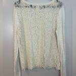 CAbi Ivory White Sophia Lace Back Long Sleeve Top/Sweater Size Medium Photo 2