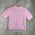 English Factory Lilac Pom Pom Puff Sleeve Sweater Women M Textured Popcorn Knit Photo 1