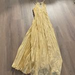 Love Shack Fancy NWT  Silk Lurex Pleated Bryce Dress in Golden Hour Photo 4