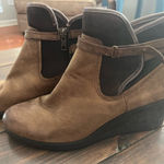 UGG  Emalie Brown Leather Ankle Booties with Wedge Heel- Waterproof Photo 0