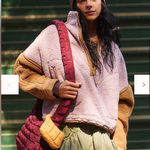 Free People Mountain High Logo Half Zip Fleece Size Small Pink Photo 0