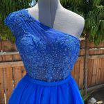 La Femme One Shoulder Embroidered Mini Dress Photo 4