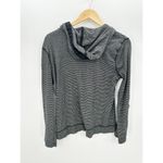 LRL Black Gray Striped Pullover Henley Hoodie Shirt Roll Tab Women XL Cotton Photo 1