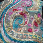 Colorful Hand Embroidered Paisley Shawl with Fringe Brown Photo 6