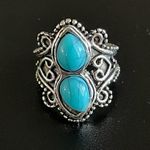 Turquoise stone silver ring size 5 Photo 4
