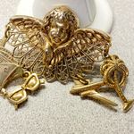Whimsical Gold Tone Cherub Angel Special Travel Vacation Statement Brooch Pin Photo 2