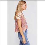Free People  Crochet Leilani Print V-Neck Crop Top Photo 2