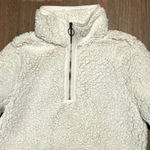 Cozy Sherpa  Quarter Zip White Pullover Sweater Jacket High Collar Soft Sz Small Photo 2