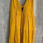 Forever 21  Yellow Tiered Babydoll Summer Mini Dress Plunging Neckline Photo 1