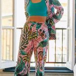 Anthropologie Raphael Balme Peacock Flannel Sleep Pants & Shirt Top XS S Pink Photo 0