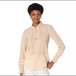 Faherty  Womens Willa Blouse Vanilla Cream Light Peach Organic Cotton Size Large Photo 1