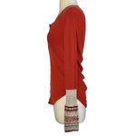 Free People  Thermal Ski Lodge Top Orange Waffle Knit Crochet Cuffs Size Sz SP Photo 10