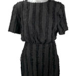 NA-KD Women's Black Fuzzy Textured Short Sleeve Mini Blouson Pencil Dress Sz 36 Photo 0